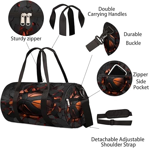 Miniatura 6 de Bolsa de lona de baloncesto con correa de hombro desmontable, bolsa de gimnasio deportiva para estudiantes, 17.6 x 9 x 9 pulgadas para niñas,