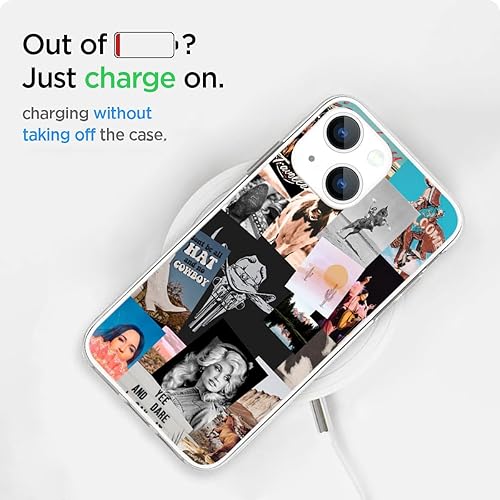 Miniatura 5 de Funda compatible con iPhone 15 Plus, diseño retro occidental, vaquera, vaquera, country chic, collage estético, a prueba de golpes, con diseño único