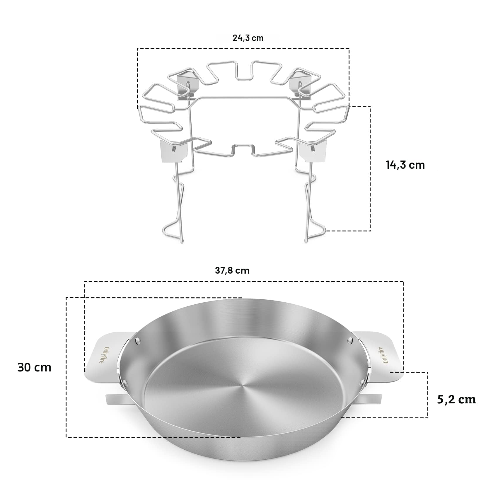 onlyfire Support Poulet, Acier Inoxydable Porte Pilon de Poulet avec Ø30 cm Bac Récupérateur, Accessoire de Barbecue pour Weber Gourmet BBQ System 7421, pièces de Rechange pour Weber 57cm Barbecue