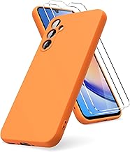 Vansdon Custodia compatibile con Samsung Galaxy A34 5G Custodia, 2 pezzi pellicola temperata, morbido TPU silicone liquido, gomma antiurto gel di silicone, arancione