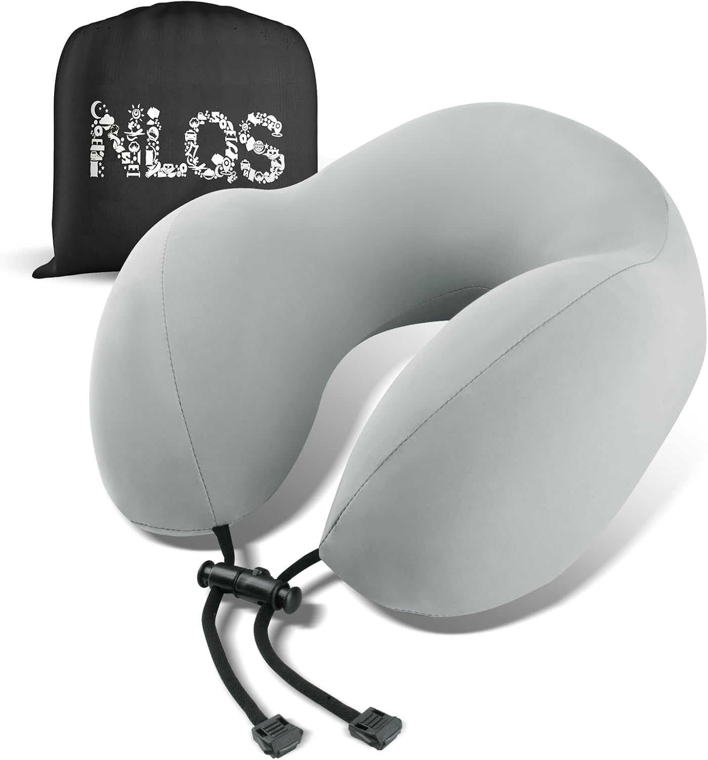 Travel Pillow, Natural Latex Neck Pillow, Comfortable Airplane Travel Pillow, Supports Head and Neck, Essential for Long Distance Travel, Grey