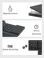Vista 8 de ZenRich Teclado Bluetooth plegable con soporte y teclado táctil grande, teclado numérico, teclado de bolsillo de viaje para iPad, Windows, iOS