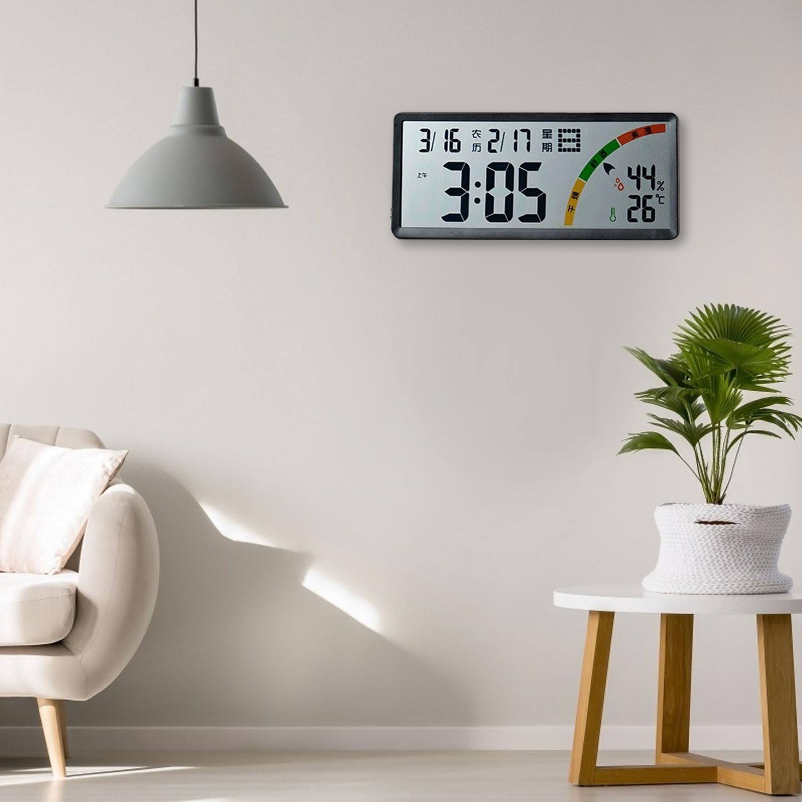Asixxsix Orologio Parete Digitale, Orologio Digitale Grandi Dimensioni Alimentato Batteria Doppio Display Calendario, Parete Display Trasparente Camera Letto, Aula, Ufficio