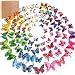 YGEOMER 96pcs 3D Butterfly Removable Mural Stickers Wall Stickers Decal with Double Wing, 8 Colors,with 1 Sheet of Dot Glue Stickers per Pack