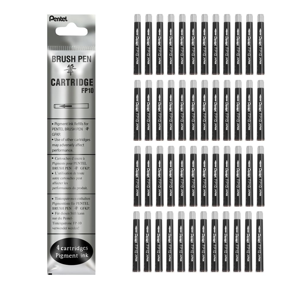 Pentel Brush Pen Cartridges Fp10 - Sepia / Pack of 12 (48 Cartridges)