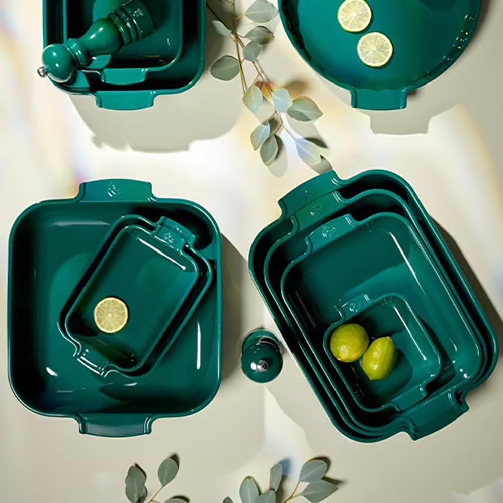 Ceramic Square Baking Dish in Forest Green, 36cm