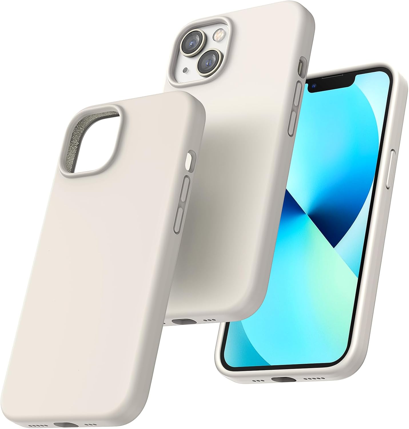 coque iphone 13 – TOCOL Coque pour iPhone 13, doublure en tissu microfibre doux, anti-chocs, anti-rayures, coque en silicone pour iPhone 13 6,1&Prime;, gris pierre