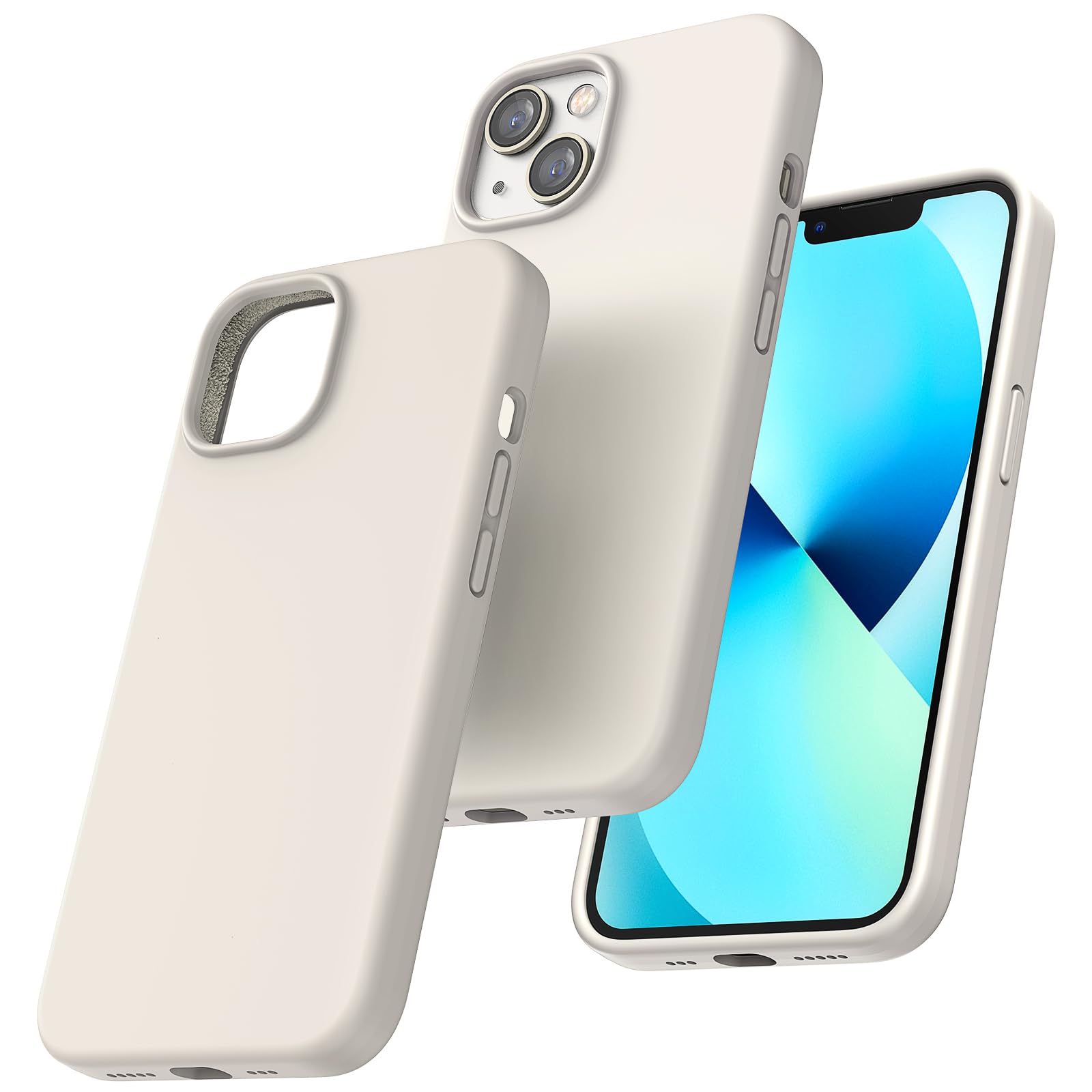 TOCOL for iPhone 13 Case, Slim Silicone Case for 13 6.1 Inch, Precise Fit, Anti-Slip, Drop Protection, Stone