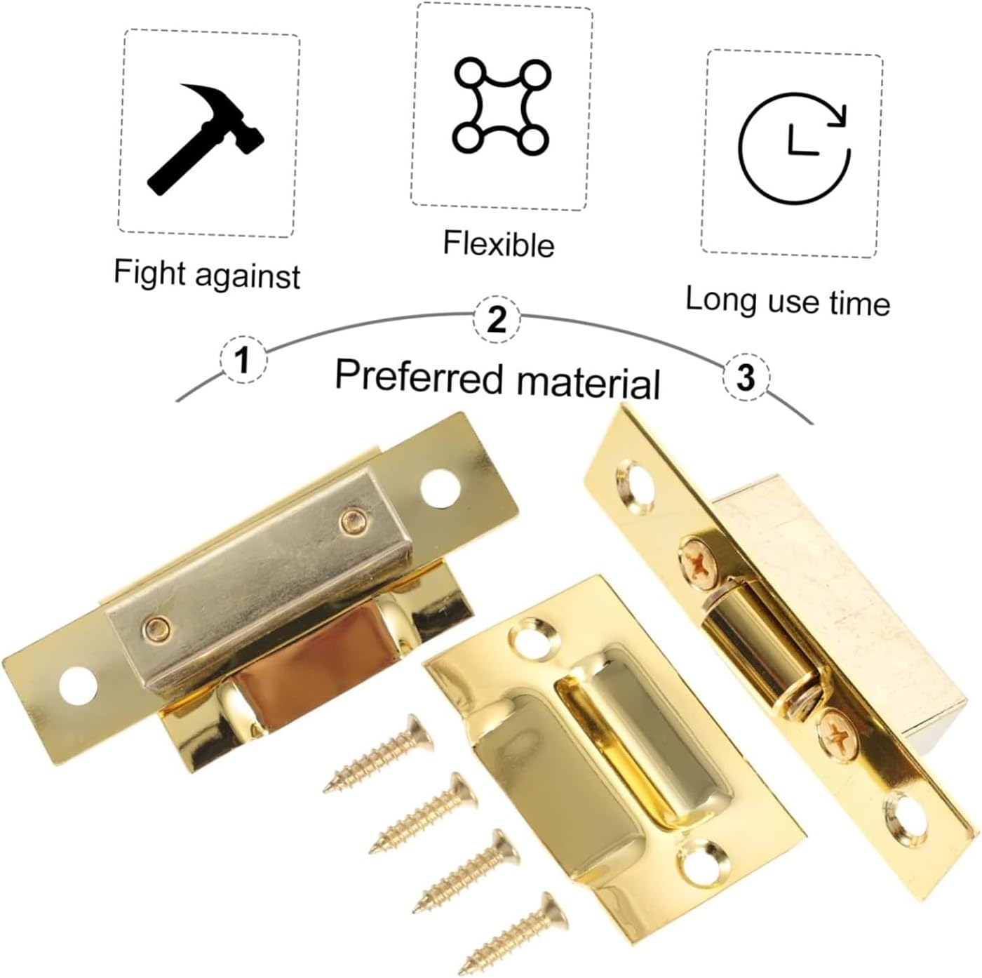 Cabinet Magnetic Push Latch, 2pcs Touch Catcher Cupboard Drive in Catch Window Slide Strike Plate Double(Bronze)