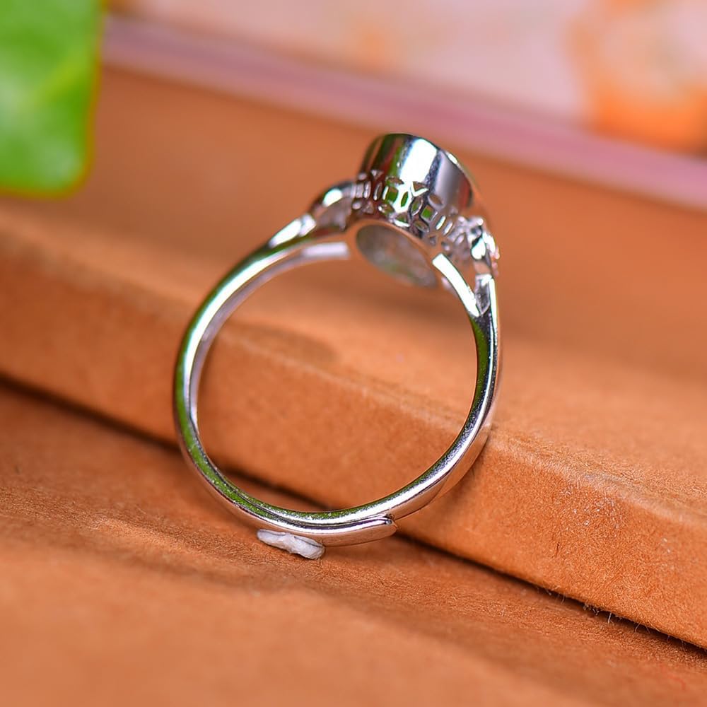 S925 Silver-Inlaid Natural Jasper Yuanbao Ring Opening Adjustable Including Certificate