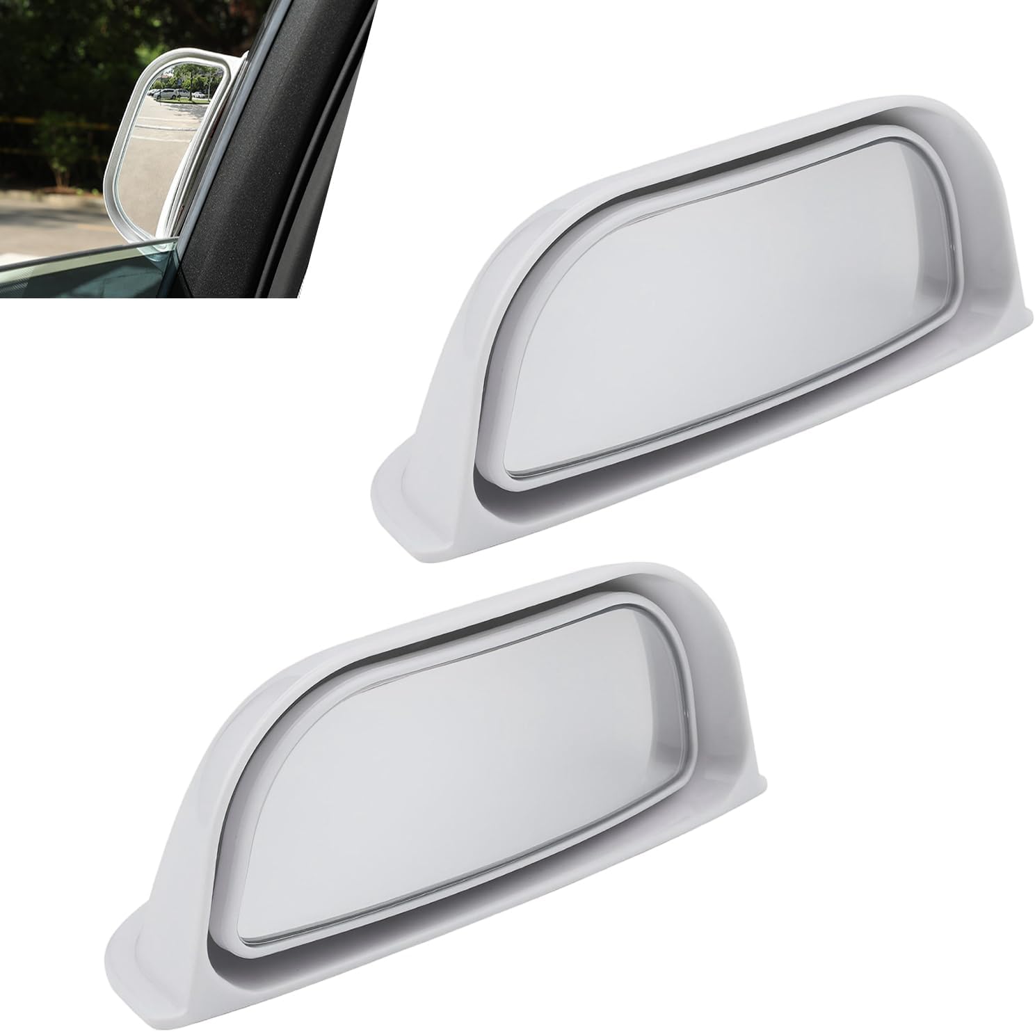 2 PCS Back Passenger Blind Spot Mirrors, Adjustable Wide Angle HD B-Pillar Blind Spot Mirror, Self-Adhesive Car Rear Door Open Get-Off Safety Mirror, Universal for Most Cars, SUVs (White)