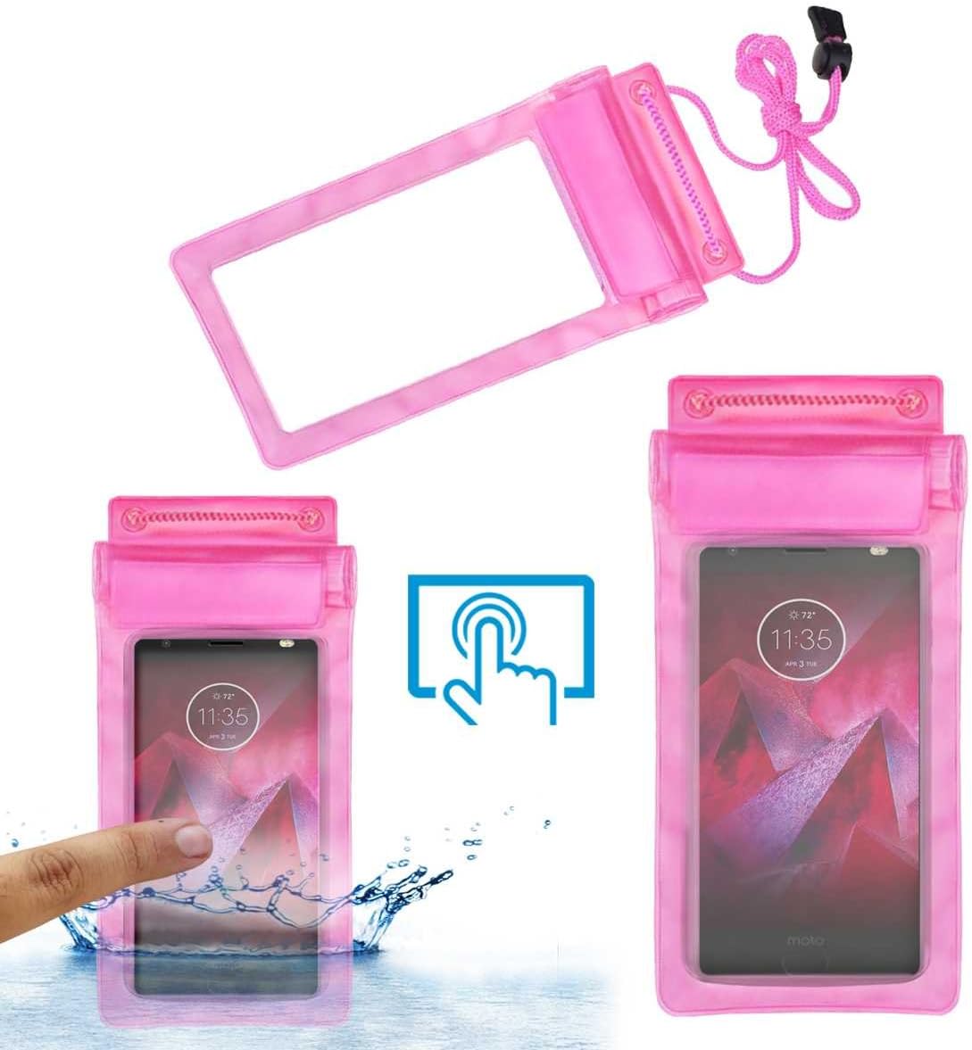 ACM Waterproof Bag Case Compatible with Moto Z2 Force Mobile (Rain,Dust,Snow & Water Resistant) Pink