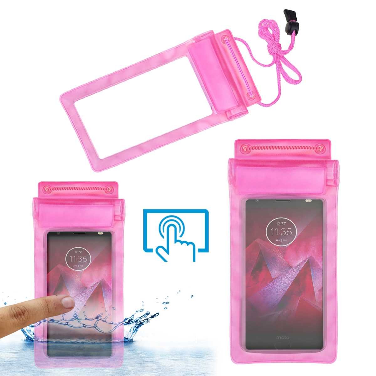 ACM Waterproof Bag Case Compatible with Moto Z2 Force Mobile (Rain,Dust,Snow & Water Resistant) Pink