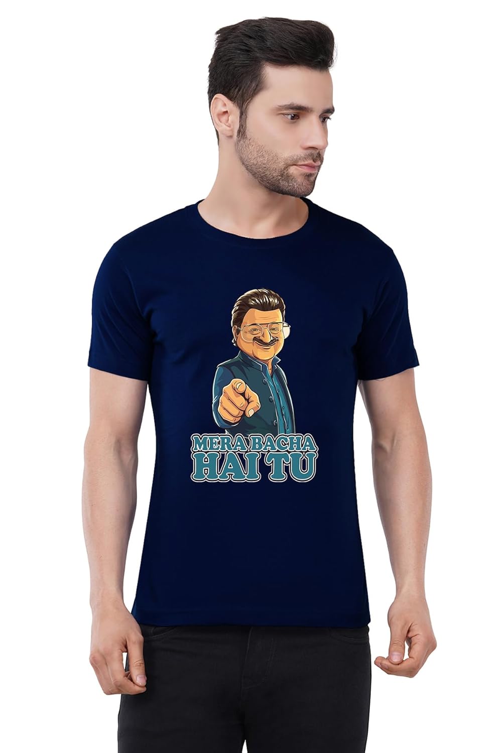 Caseria Men’s Cotton Graphic Printed Half Sleeve T-Shirt – Bacha Hai Tu Mera