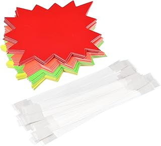MECCANIXITY Blank Starburst Sale Sign Price Tag Pricing Label with PVC Sticky Strip for Retail Sales Pricing, Pack of 80