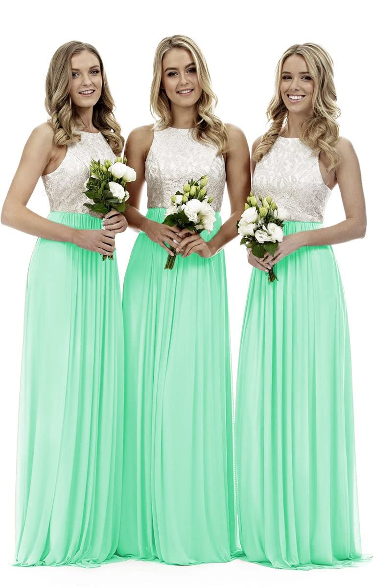 Lecureler Women's Mint Long Lace Prom Bridesmaid Dress Size 20