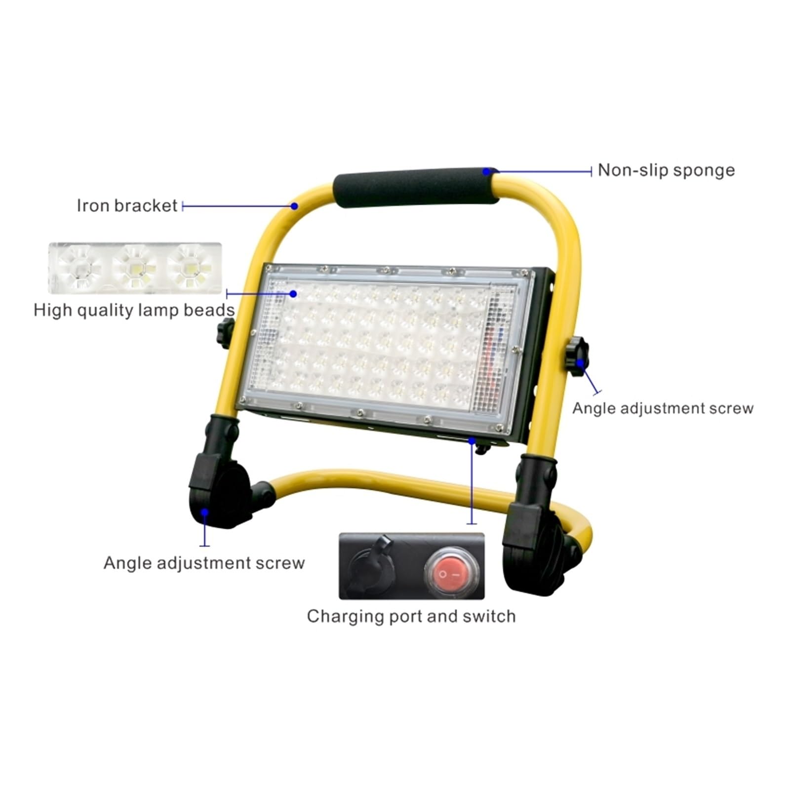 Faretto Portatile 50W LED Illuminazione For Esterni Proiettore 5000mAh Lampada Da Campeggio Ricaricabile Di Emergenza 4 Modalità Luce Di Inondazione Di Avvertimento Faretti da Esterno