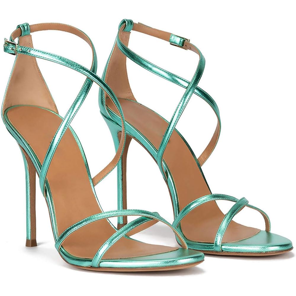 Hyfzxwx Women's C High Heels Sexy Stiletto Ross Sandals With Ankle Strap And Open Toe Party Wedding Shoes 10 M /C/39Eu
