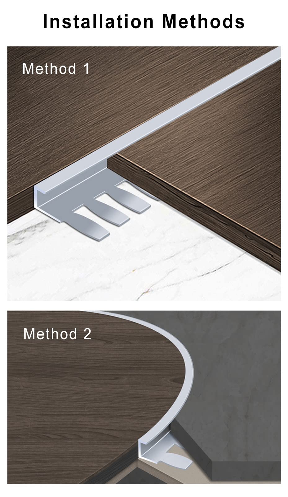 XBTGS Tira de transición de suelo para puerta de cocina, dormitorio, tiras de transición multifuncionales para madera a azulejos, tiras de unión de suelo de madera a laminado, para cubrir huecos
