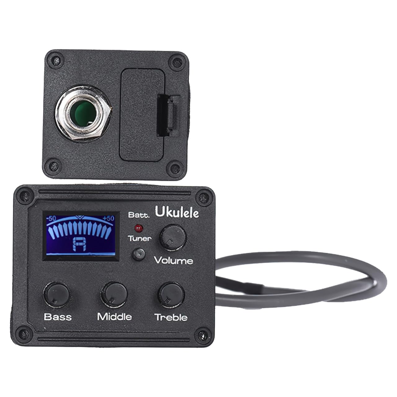 Kisangel Ukulele Piezo Tonabnehmer mit Band-EQ Equalizer & LCD-Display Tuner - Präzise Stimmung für Lauträume, Batteriestandsanzeige & Digitales Tuning