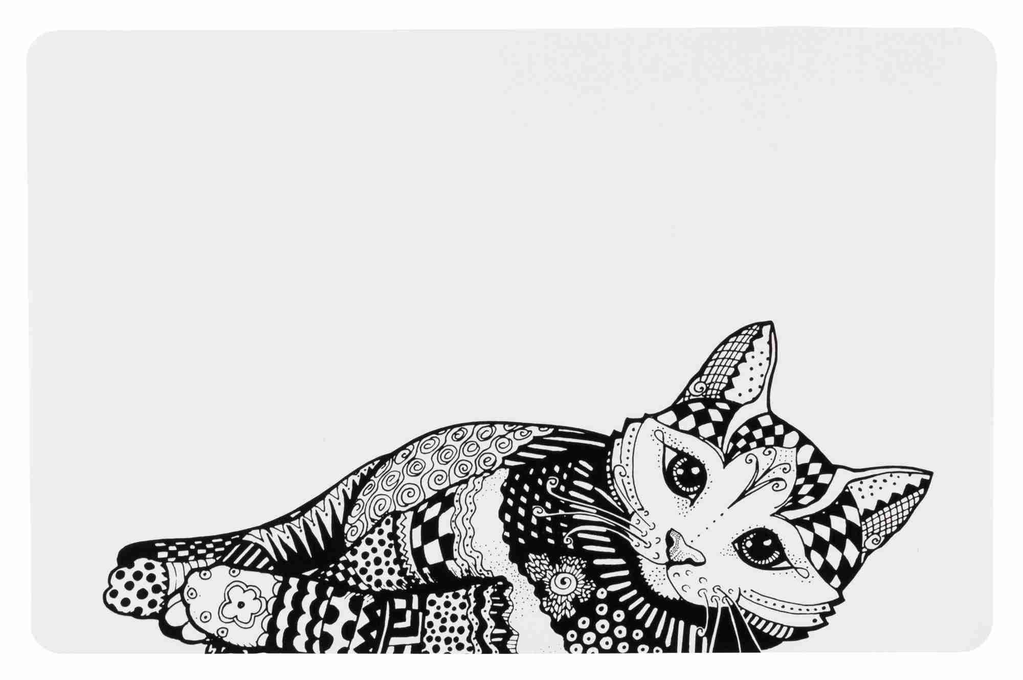 Trixie Zentangle Non-Slip Place Mat, Durable, Easy to Clean, Ideal for Messy Cat Feeders, Aesthetic Design, (44 × 28 cm)