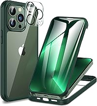 CENHUFO Compatible with iPhone 13 Pro Max Case Built-in Glass Screen Protector with Camera Lens Protector, 360 Full Body Protective Phone Case for iPhone 13 Pro Max Case Shockproof -Green