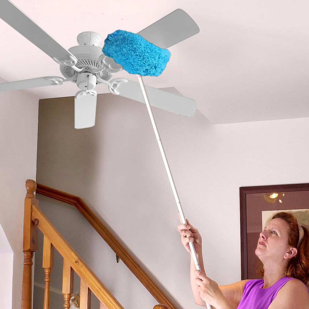 Evelots Ceiling Fan Blade Brush Cleaner - Long Extension Pole - Brush Both Sides at The Same Time - Scratch Resistant Microfiber Feather Cobweb Duster