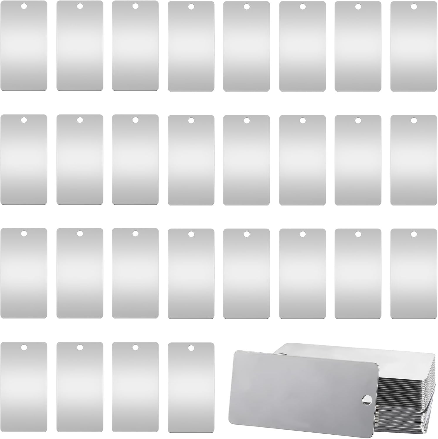 100 Pack Metal Engraving Blanks Stamping Blanks Stainless Steel Rectangle Blank Tags 1 Inch x 2 Inch