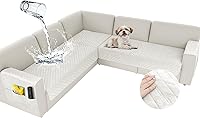 Vista 17 de Arfntevss Fundas impermeables para sofá seccional de esquina para perros y mascotas, funda de sofá en forma de L, terciopelo lavable grande