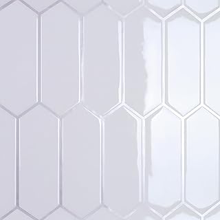 CRE8TIVE 16 Sheets White Long Hexagon Tile Peel and Stick Backsplash for...