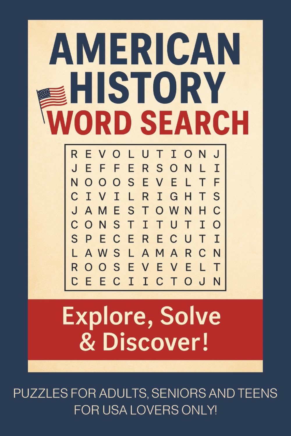 American History Word Search Puzzle: For Adults and Seniors Lovers | 6 x 9 | 9 words | 55 puzzles: For American History lovers