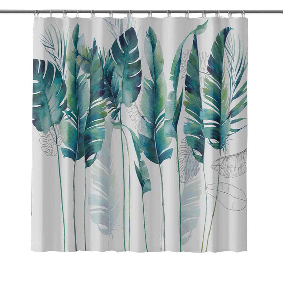 Rideau de douche impression 3D tropicale pour une salle de bain esprit jungle urbaine
