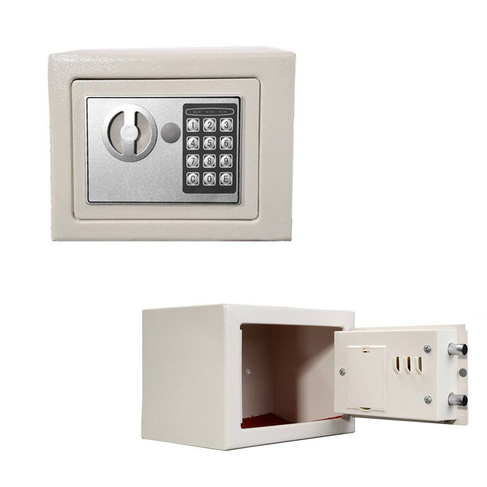 4.6L Mini Waterproof Fireproof Safe Box Digital Electronic Cash Box Solid Steel Digital Keypad Security Safe for Home Office Security,White
