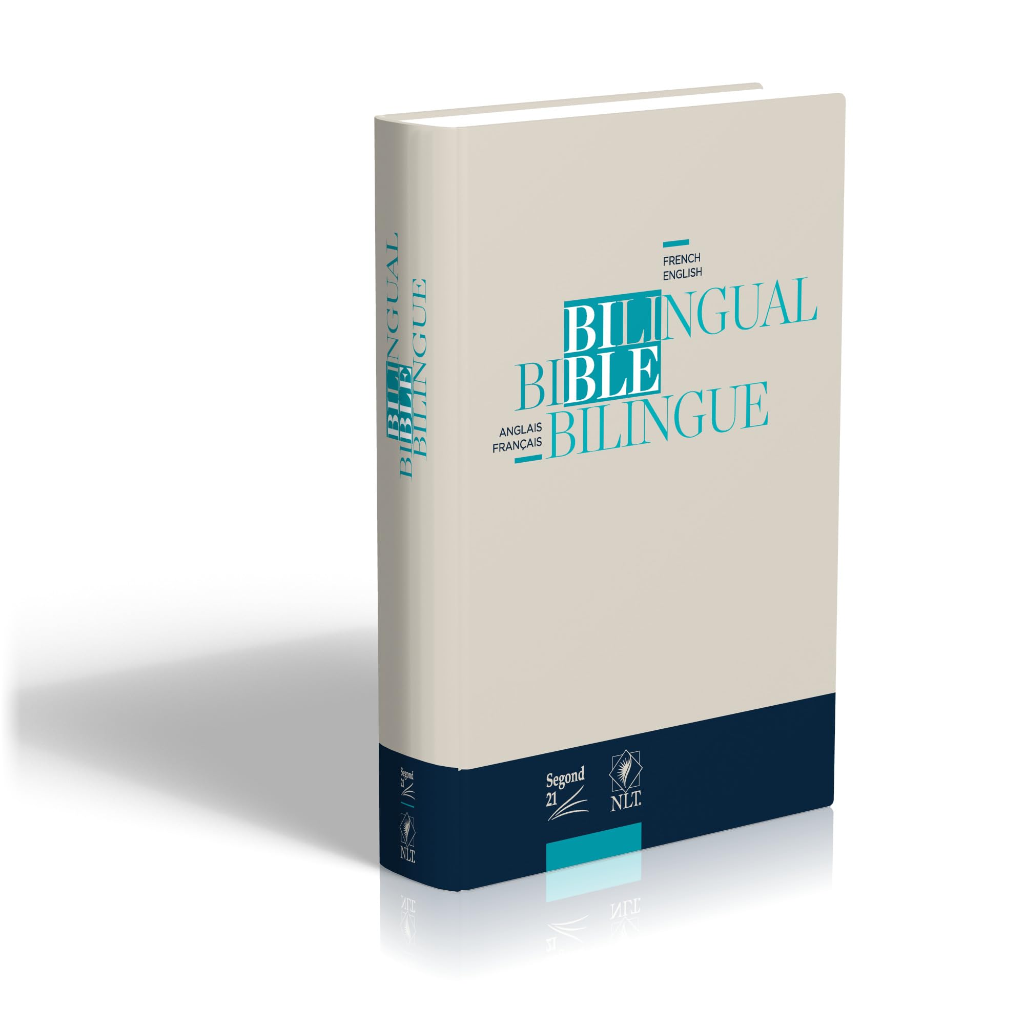 Bible bilingue français/anglais, Segond 21/NLT: couverture rigide, beige et bleue