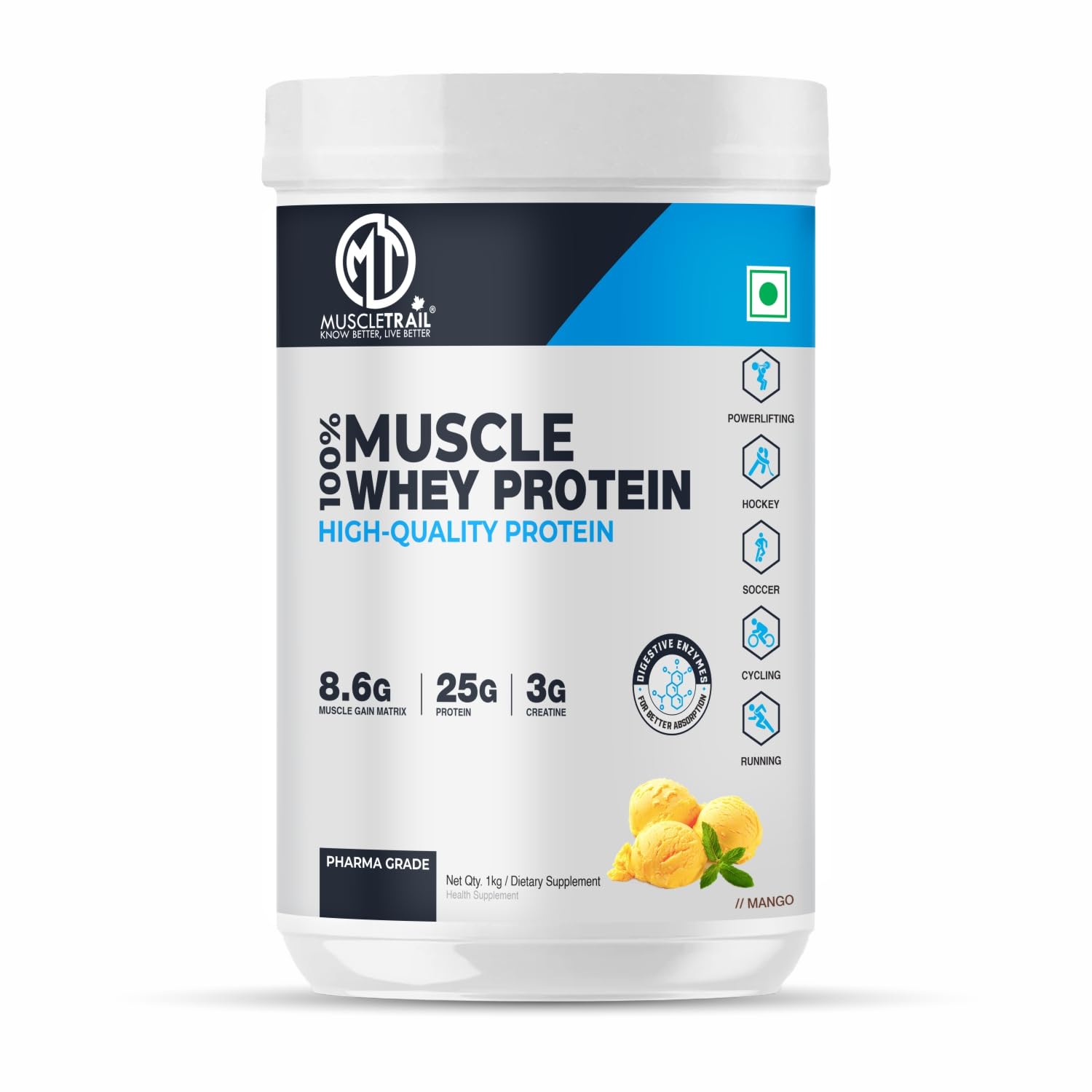 MuscleTrail Pharma Grade Muscle Gain Whey Protein | 21g Protein, 44 Servings, Support Muscle Growth Recovery | 179 Calories | 8g Carbs Protein (2kg, Chocolate) — Amazon image 15