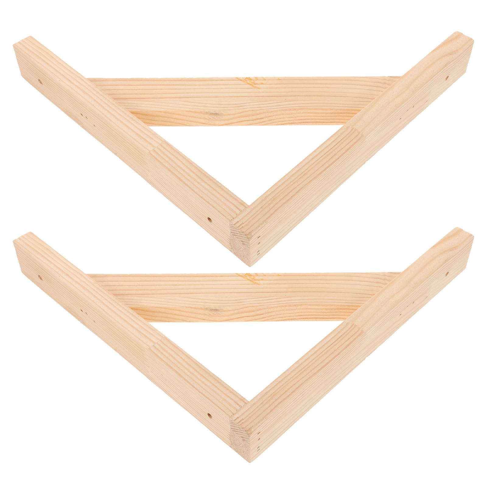 2 staffe per mensole in legno: staffa triangolare in legno massello da 28 cm - Supporti per mensole a forma di L per mobili da cucina, librerie, ripiani, giallo chiaro