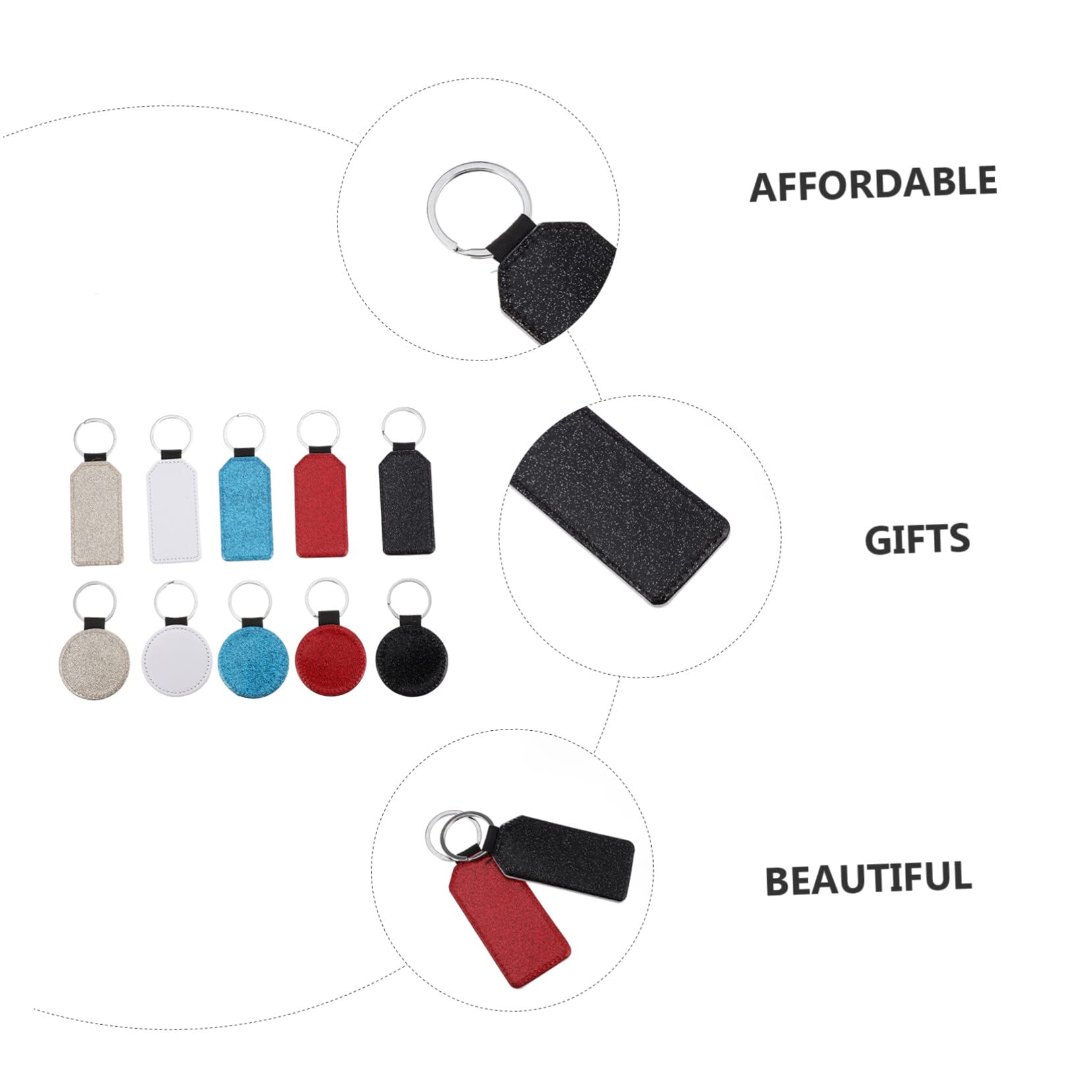 COHEALI 20piezas Lote De Llaveros Decorativos De Pu Brillante Diseño Geométrico y Lentejuelas Para Mochilas y Accesorios De Moda