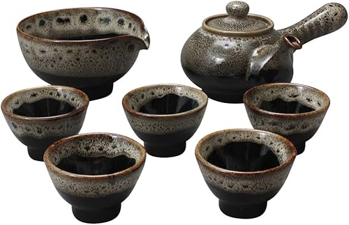 Ceremonia de té de porcelana de estilo coreano, juego de regalo completo de cerámica de 11.8 oz (11.8 fl oz) con mango lateral, tazas de tetera,