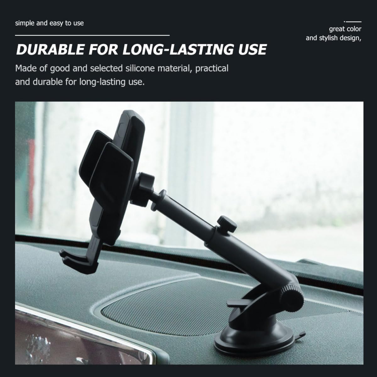 Tofficu Supporto Telefono Auto Ventosa Antiscivolo Stabile per Smartphone Navigazione Sicura Cruscotto Nero