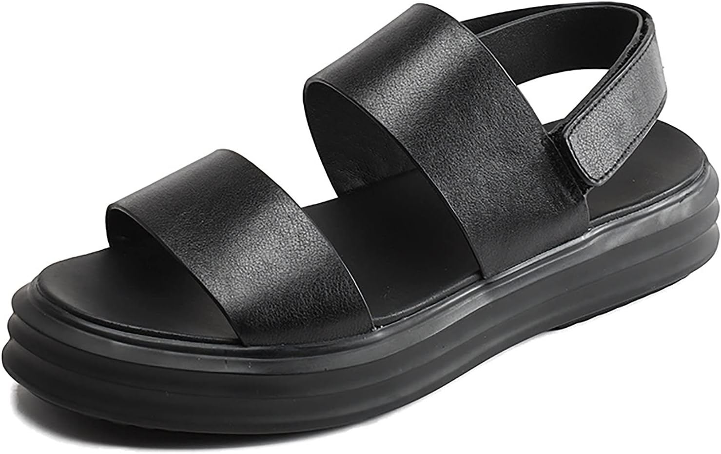 海外 メンズ牛革サンダル ベルクロ付きの夏のファッション快適なビーチシューズ軽量滑り止め厚底屋外スリッパ 海外 メンズ牛革サンダル ベルクロ付きの夏のファッション快適なビーチシューズ軽量滑り止め厚底屋外スリッパ