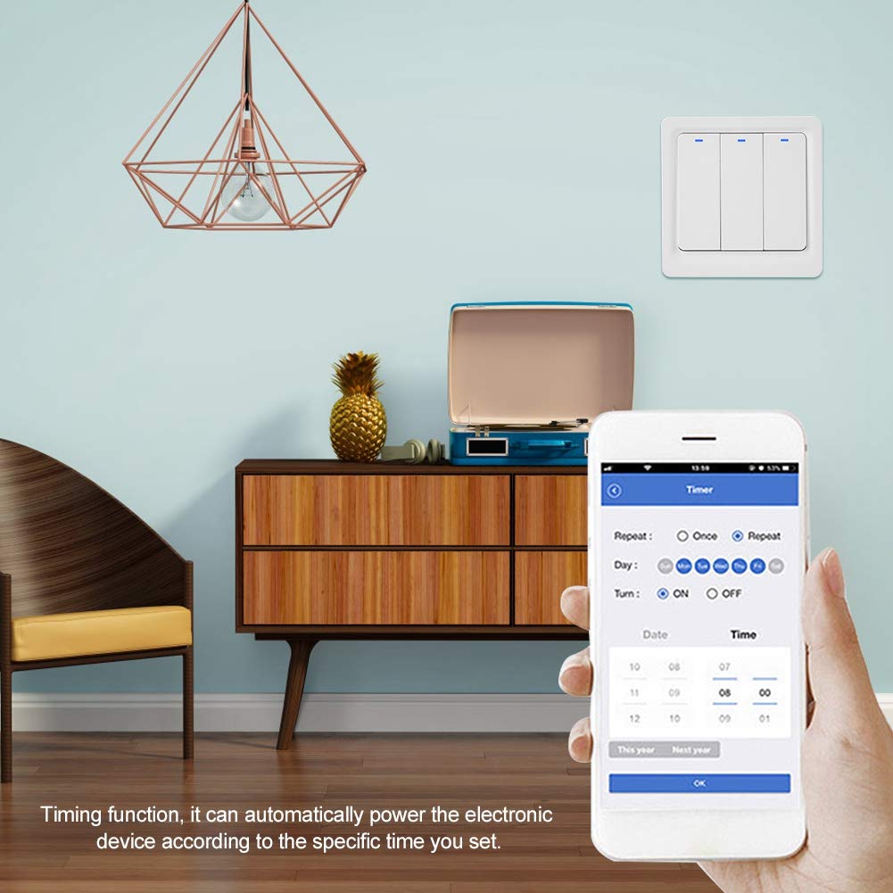 Interruttore luce touch WiFi Smart Wall, controllo vocale compatibile con Home EU 100 250V 15A