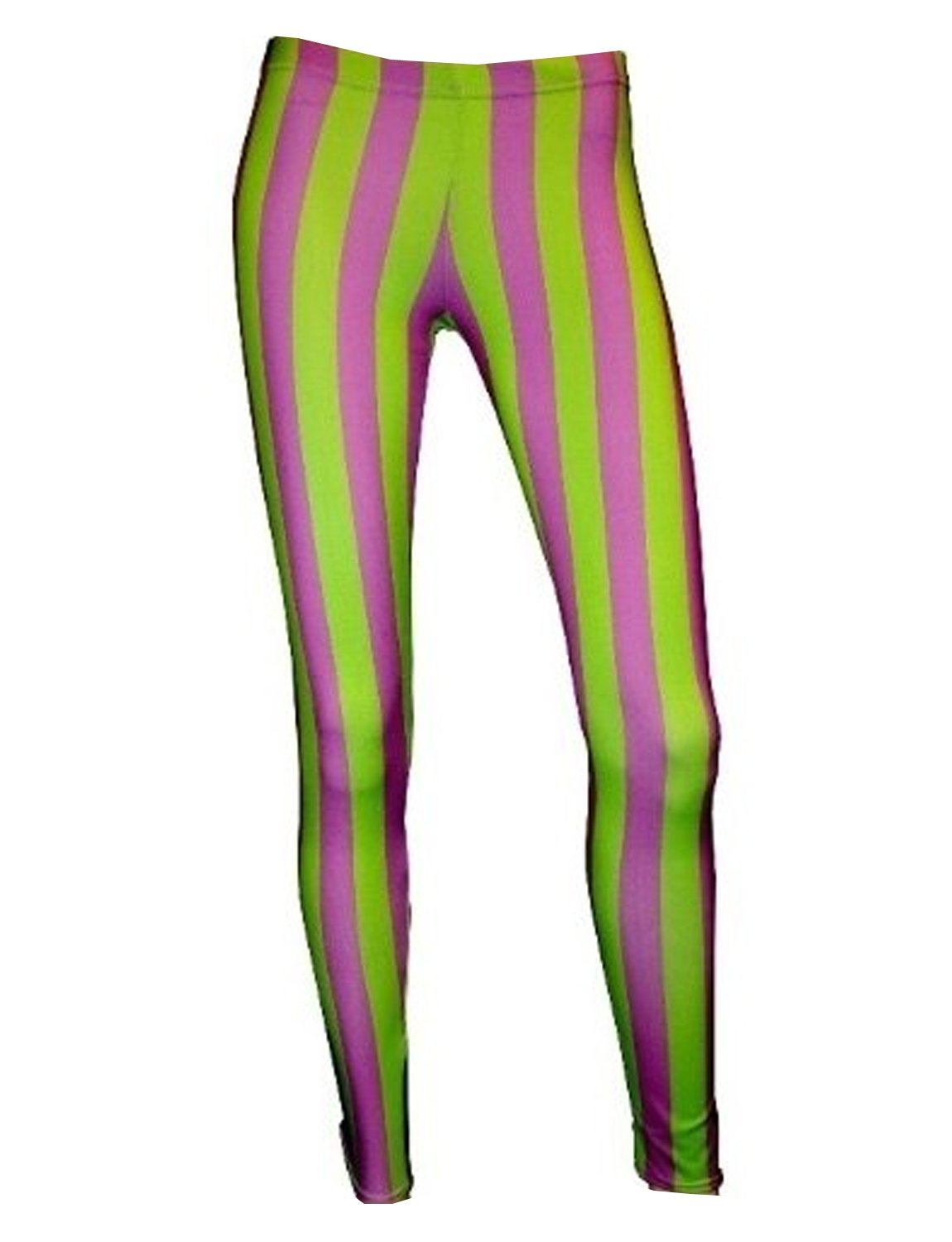 Insanity Vertical Stripes Printed Leggings (XXL, Purple & Green)