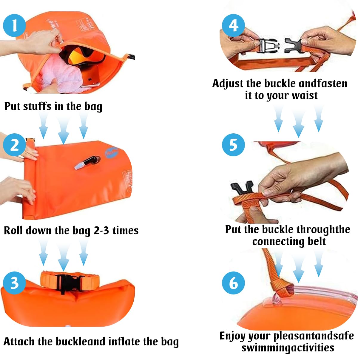 Boa di Nuotata,Boa Gonfiabile per Nuoto,Boa da Nuoto Acque Libere con Cintura in Vita Regolabile,Boa Nuoto Acque Libere Accessori,per Triathlon,Kayak