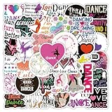 ダンシングステッカー 64枚、お子様の教室の賞品、ウォーターボトル、ノートパソコン、スクラップブック、スケートボード、ジャーナリング、荷物用タンブラー用防水ビニールステッカー (ダンス)