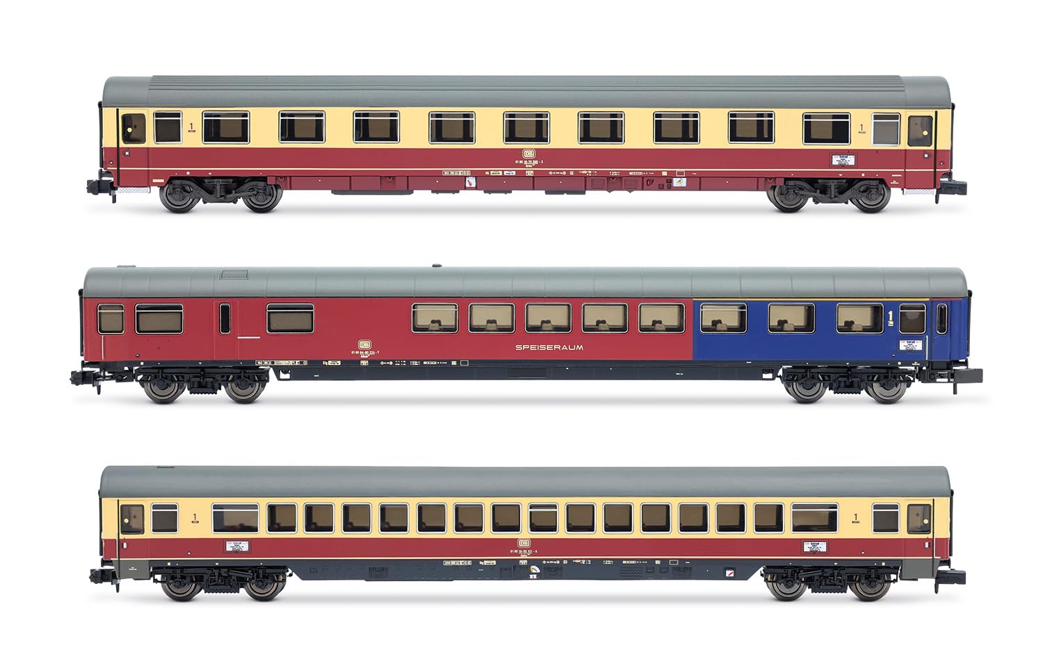 ARNOLD HN4387 DB, TEE "Rembrandt", 3-unit pack restaurant coach + Apmz122 + Avmz207, ep. IV Railway 3x Coaches