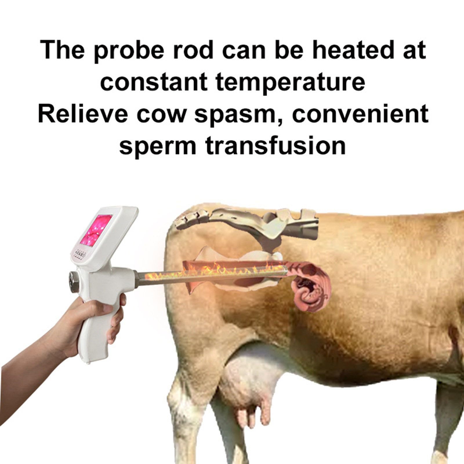 Pistolet D'Insémination Artificielle AI (écran 3,5"), 15 Millions De Pixels, Fonction De Massage par Vibration, Endoscope Visuel, Outils De Grossesse Artificielle pour Bovins