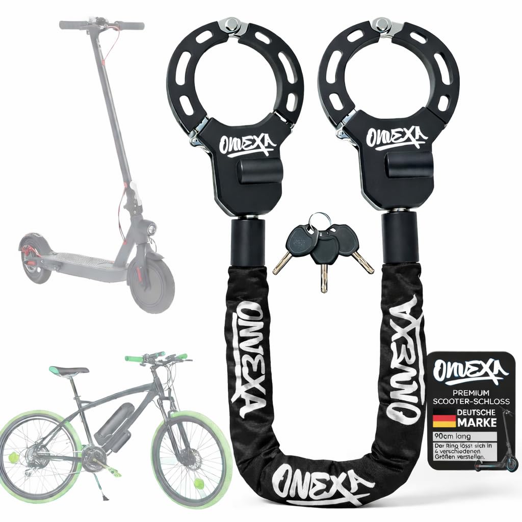 90cm Handschellenschloss Stahl gehärtet – Diebstahlsicherung für Motorrad, E-Scooter, Fahrrad & Roller – Schloss für Kinderwagen – robust & kompakt, inkl. 3 Schlüssel