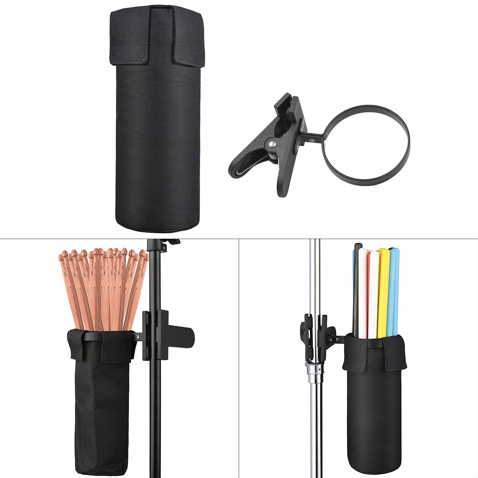 QIEIEI Drumstick Container Bags,Drum Stick Holder Frame Mount Drumstick Bag for Drum Set Clamp On Stick Holder Bag Container