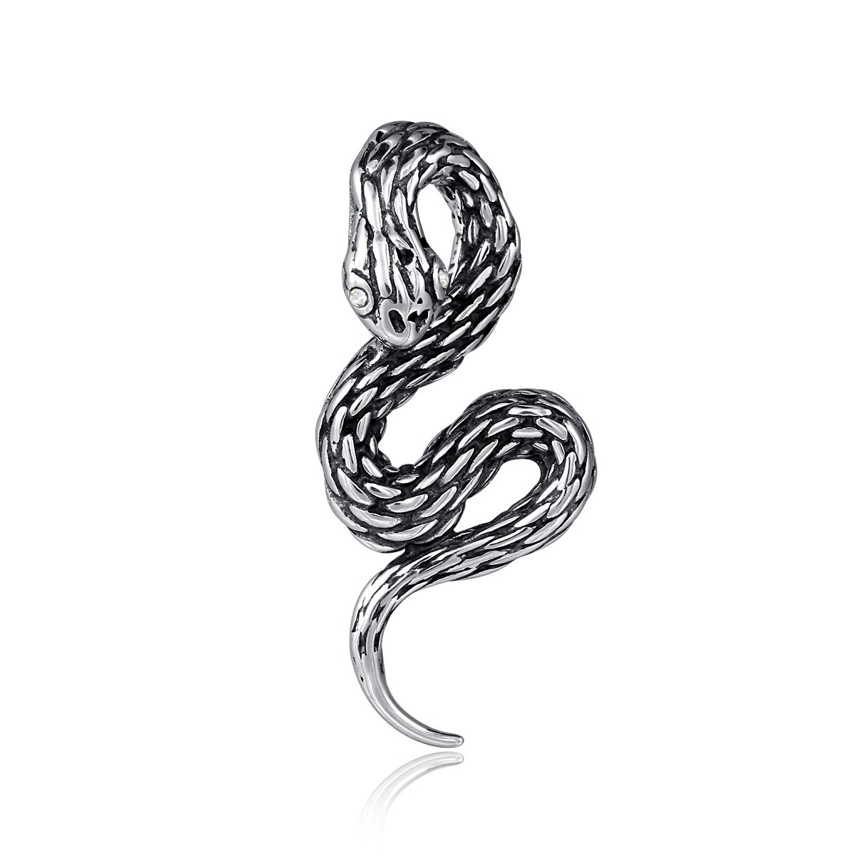 DonDon Collana Uomo In Gomma Con Ciondolo Serpente Acciaio Inox E Zirconi - 50 Cm, In Sacchetto Di Velluto - 5