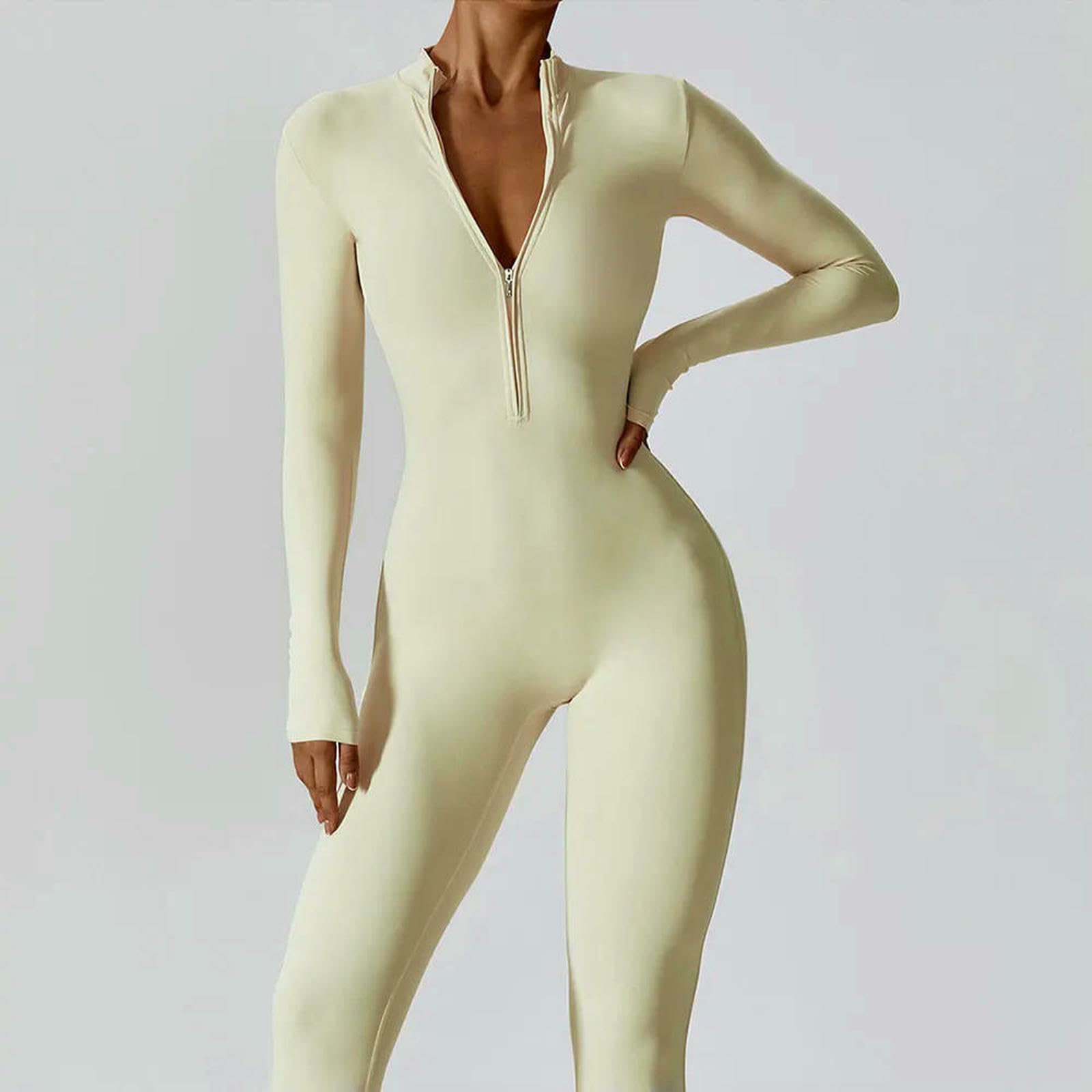 Shapewear damski kombinezon treningowy z długim rękawem kombinezon z zamkiem błyskawicznym Up Bottom spodnie Bodycon Sexy One Piece-rozszerzony czarny M